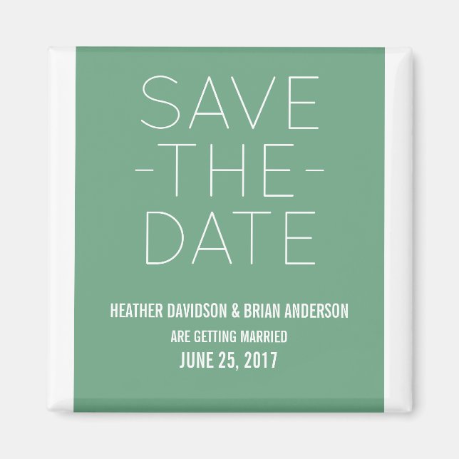 Simple Save the Date Magnet, Green Magnet (Front)