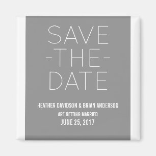 Simple Save the Date Magnet, Grey Magnet