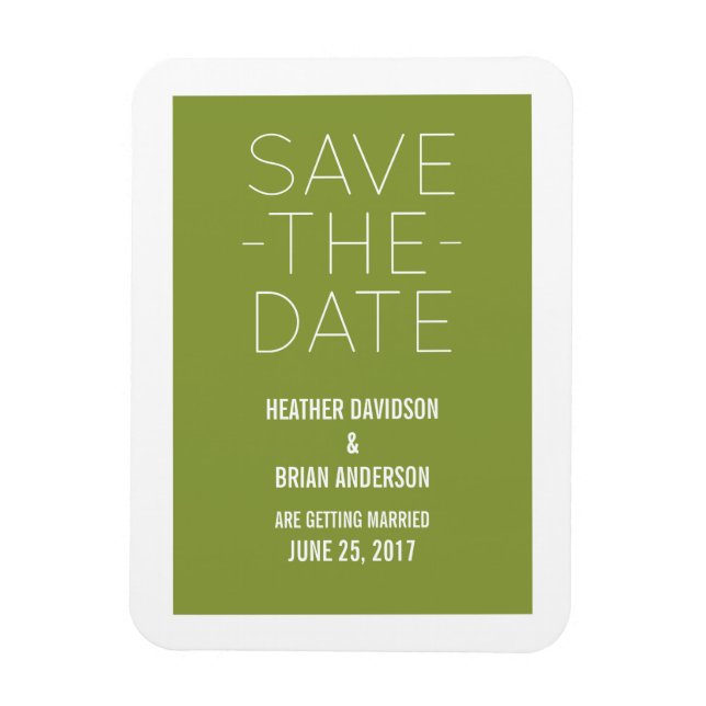 Simple Save the Date Magnet, Olive Green Magnet (Vertical)