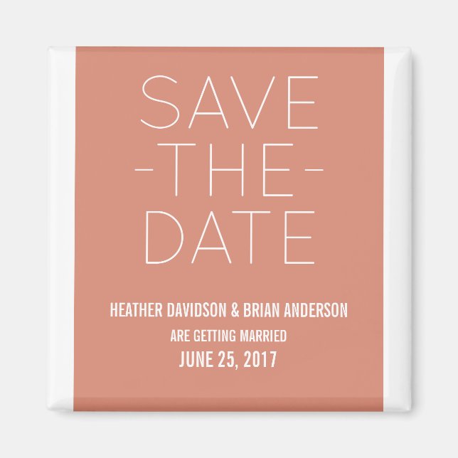 Simple Save the Date Magnet, Orange Magnet (Front)
