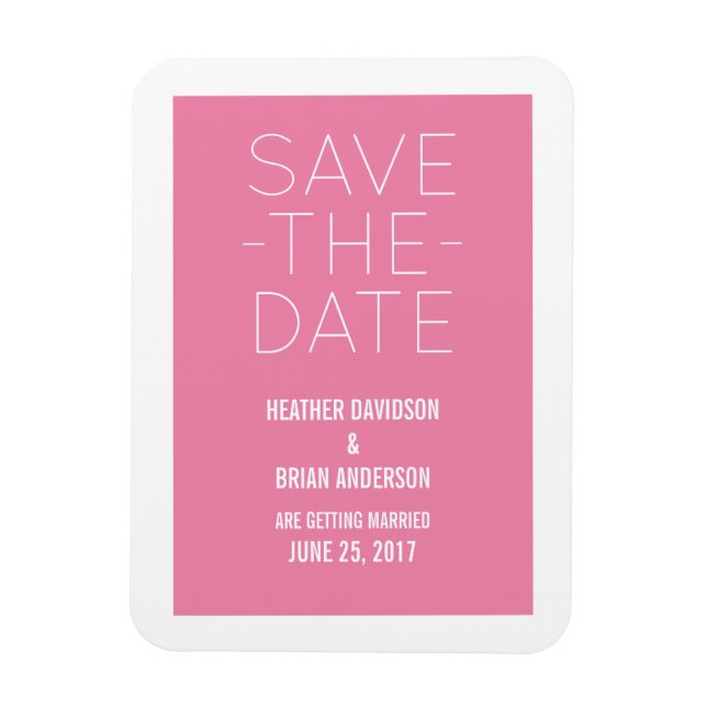 Simple Save the Date Magnet, Pink Magnet (Vertical)