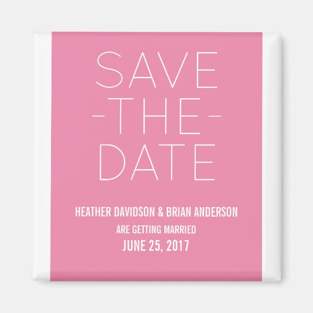 Simple Save the Date Magnet, Pink Magnet (Front)