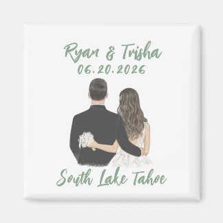 Simple Save the Date Magnet Watercolor Sage Green