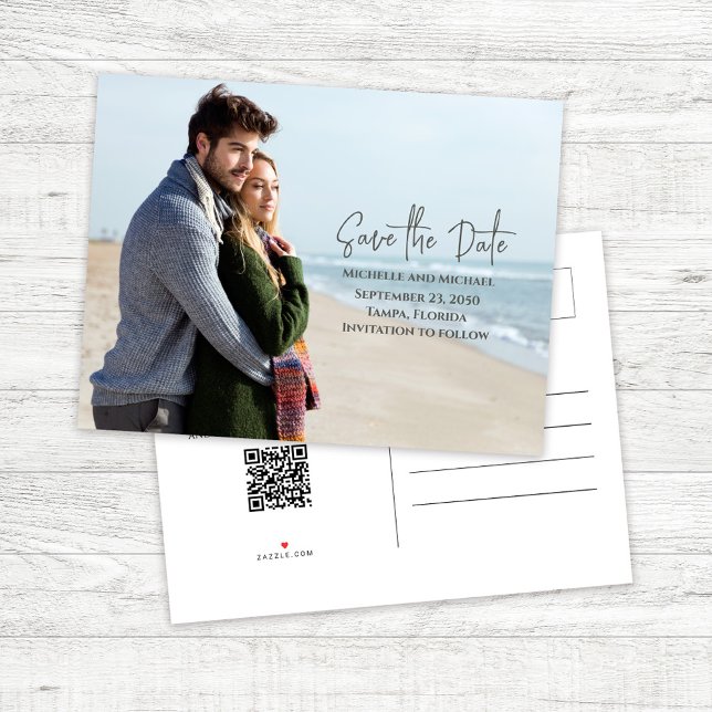 Simple Save the Date Photo Wedding  Announcement Postcard (Wedding save the date photo postcard template.)