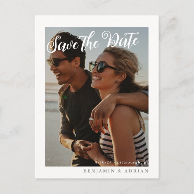 Simple Save the Date Photo Wedding Postcard (Front)