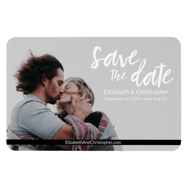 Simple Save the date Photo Wedding Website Magnet (Horizontal)