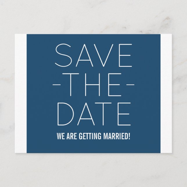 Simple Save the Date Postcard, Blue Announcement Postcard (Front)