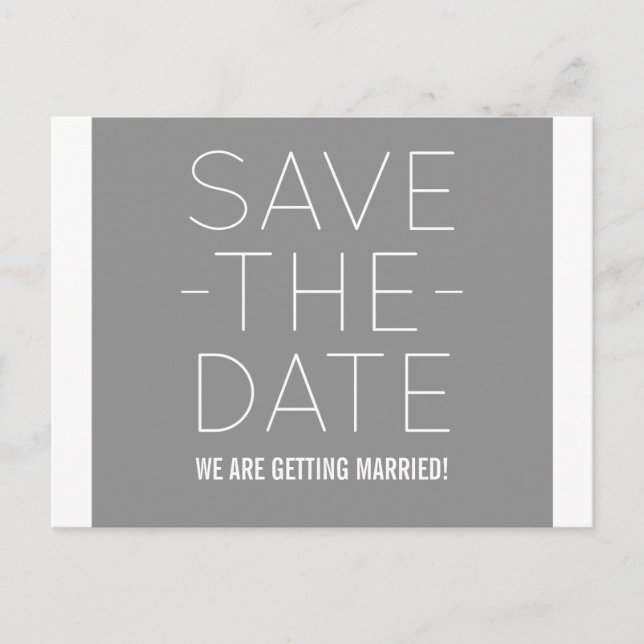 Simple Save the Date Postcard, Grey Announcement Postcard (Front)