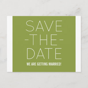 Simple Save the Date Postcard, Olive Green Announcement Postcard