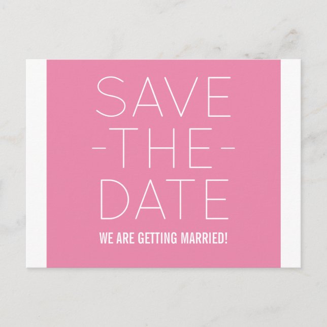 Simple Save the Date Postcard, Pink Announcement Postcard (Front)