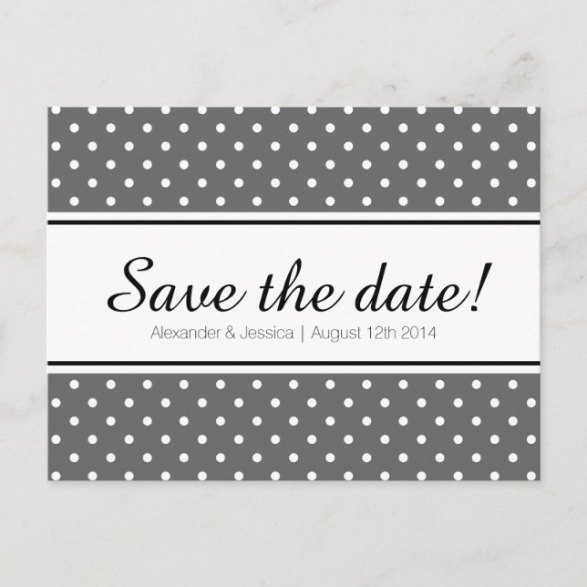 Simple save the date postcards | white polka dots (Front)