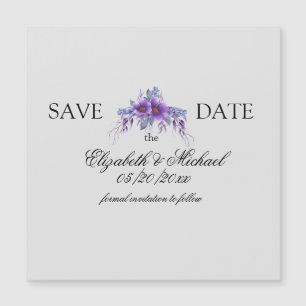 Simple Save the Date Purple bouquet Magnetic Card