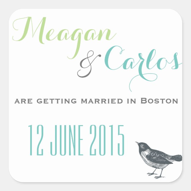 simple save the date sticker for wedding (Front)