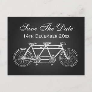 Simple Save The Date Tandem Bike Black Announcement Postcard