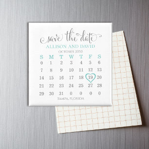 Simple Save the Date Wedding Calendar Magnet