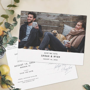 Simple Save the Dates with Horizontal Photo Announcement Postcard