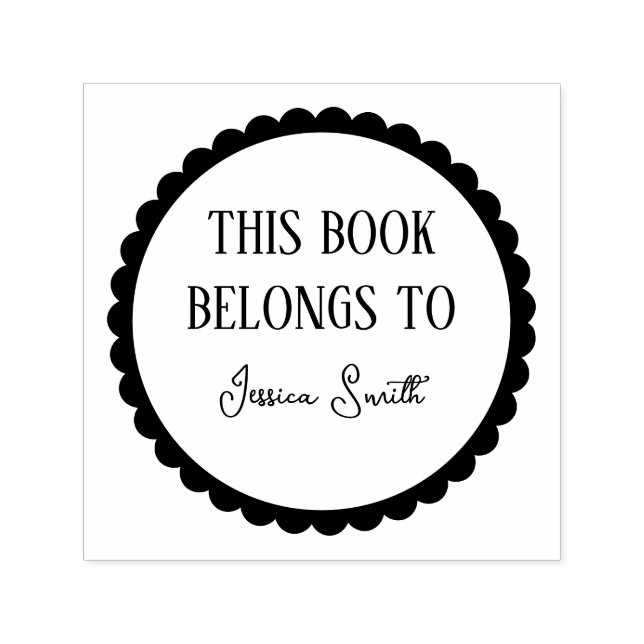 Simple Scallop This Book Belongs To  Self-inking Stamp (Design)