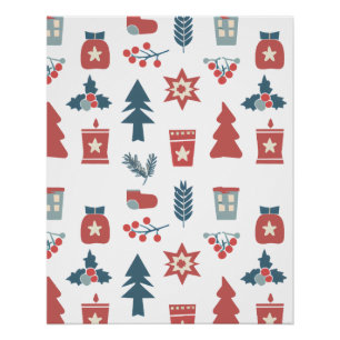 Simple Scandinavian Christmas Pattern Poster