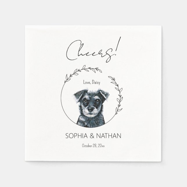 Simple Schnauzer Dog Wedding Cocktail Napkins (Front)