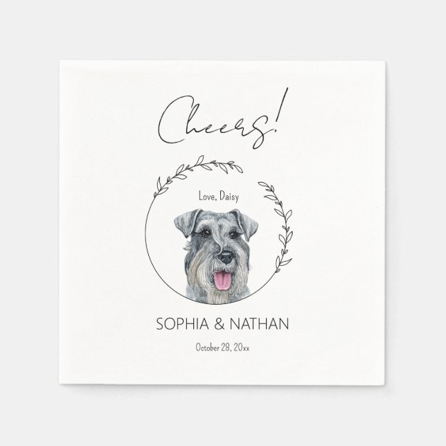 Simple Schnauzer Dog Wedding Cocktail Napkins (Front)