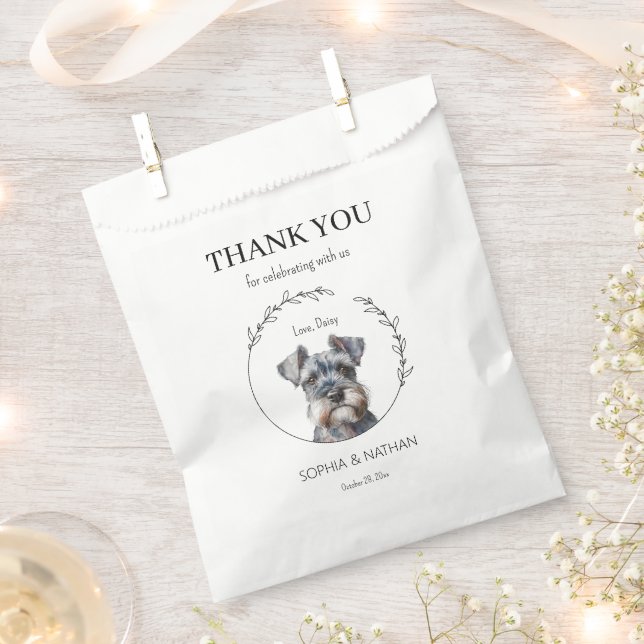 Simple Schnauzer Wedding Thank You Favour Bag (Clipped)