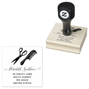 Simple Scissors Hair Comb Hairdresser Professional Rubber Stamp