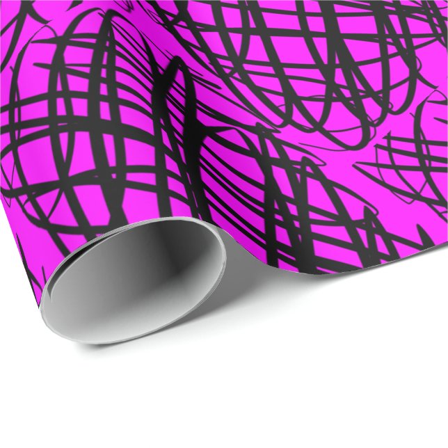 Simple Scribble | Black | Angled | Magenta | Wrapping Paper (Roll Corner)