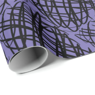 Simple Scribble Black Angled Periwinkle Wrapping Paper