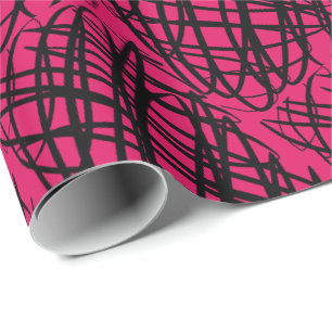Simple Scribble   Black   Angled   Ruby    Wrapping Paper