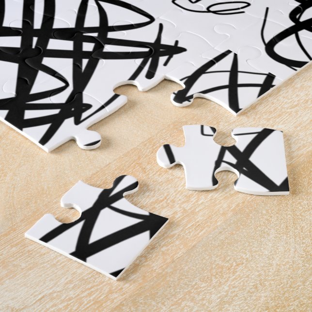 Simple Scribble | Black | Centre Tiled | Jigsaw Puzzle (Side)