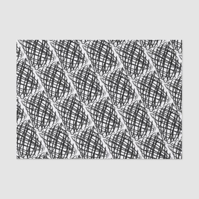 Simple Scribble | Black | Half Drop | Tissue Paper (Front)