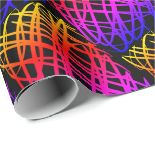 Simple Scribble   Half Drop   Black Background   Wrapping Paper