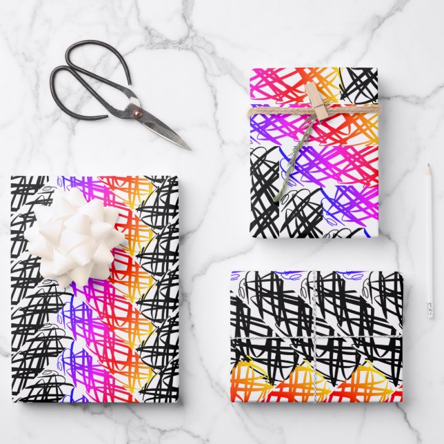 Simple Scribble | Herring Bone | Twist | Wrapping Paper Sheet (Front)