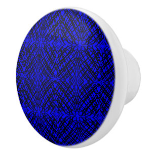 Simple Scribble   Mirror Tiling   Blue   Ceramic Knob