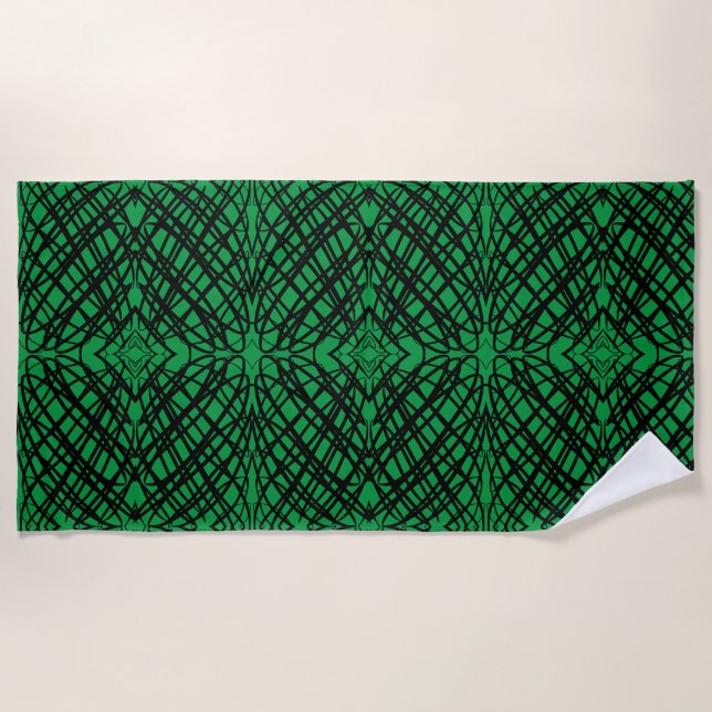 Simple Scribble | Mirror Tiling | Green | Beach Towel (Front)