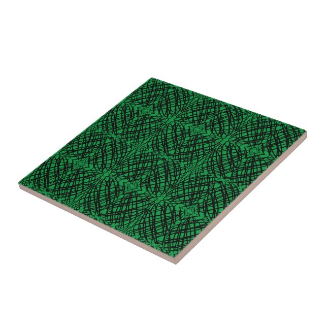 Simple Scribble | Mirror Tiling | Green | Ceramic Tile (Side)