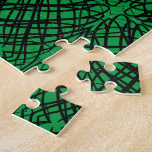 Simple Scribble Mirror Tiling Green Jigsaw Puzzle