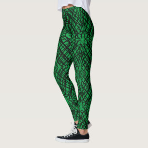 Simple Scribble Mirror Tiling Green Leggings