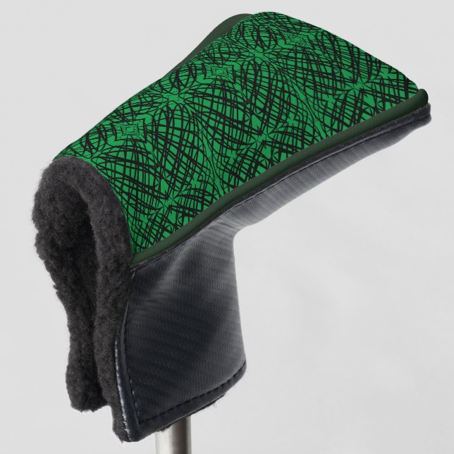Simple Scribble | Mirror Tiling | Green | Putter Golf Head Cover (3/4 Front)