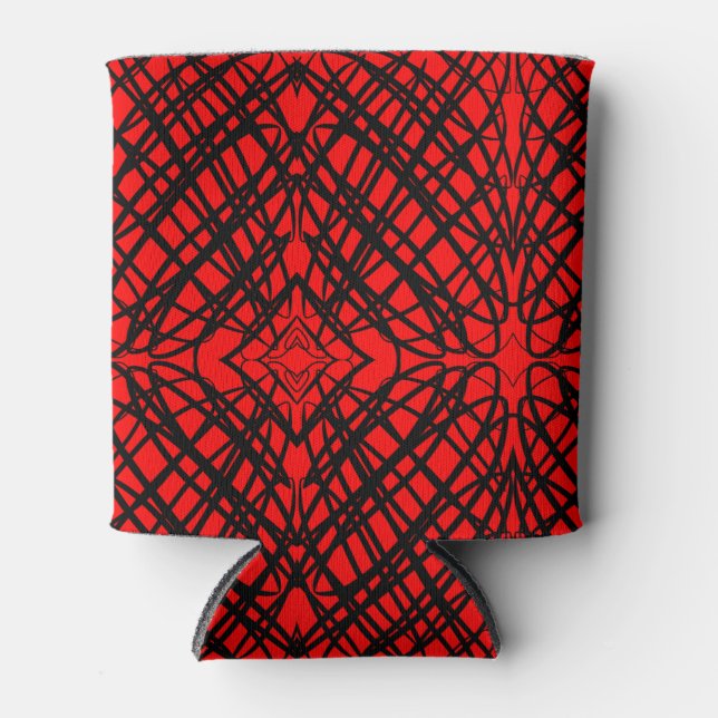 Simple Scribble | Mirror Tiling | Red | Can Cooler (Front)