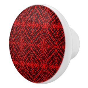 Simple Scribble Mirror Tiling Red Ceramic Knob