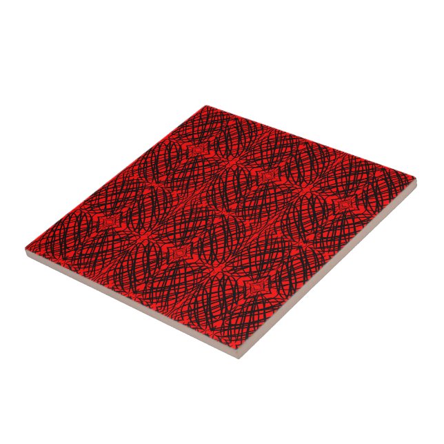 Simple Scribble | Mirror Tiling | Red | Ceramic Tile (Side)