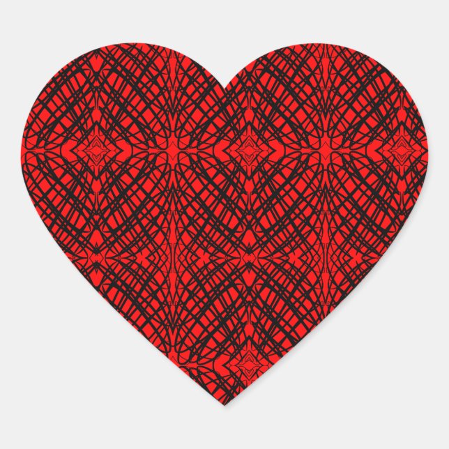 Simple Scribble | Mirror Tiling | Red | Heart Sticker (Front)