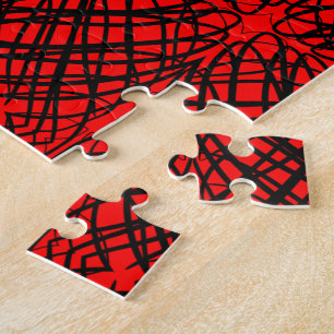 Simple Scribble Mirror Tiling Red Jigsaw Puzzle