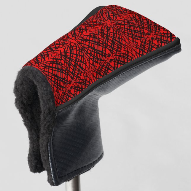 Simple Scribble | Mirror Tiling | Red | Putter Golf Head Cover (3/4 Front)