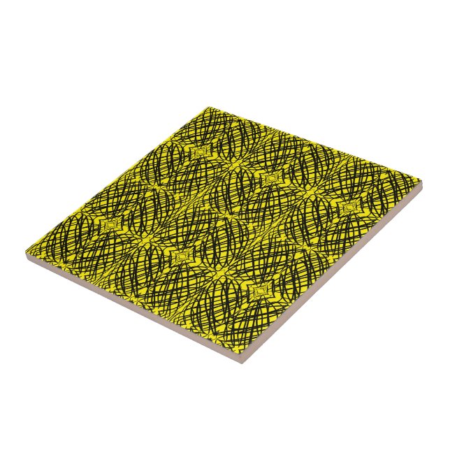 Simple Scribble | Mirror Tiling | Yellow |  Ceramic Tile (Side)