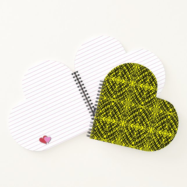 Simple Scribble | Mirror Tiling | Yellow | Heart  Notebook (Inside)