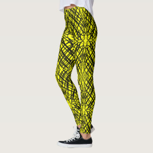 Simple Scribble Mirror Tiling Yellow Leggings