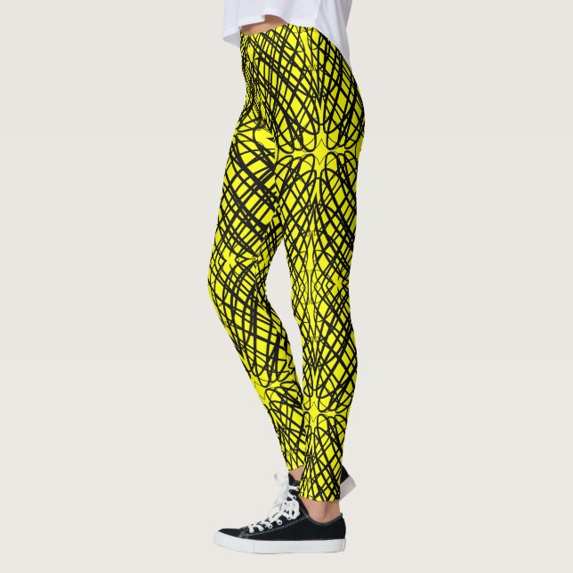 Simple Scribble | Mirror Tiling | Yellow | Leggings (Left)