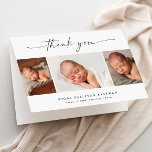 Simple Script 3 Photo Collage Baby Thank You Card<br><div class="desc">Simple Script 3 Photo Collage Baby Thank you card. The interior includes a thank you message that you can personalise or remove if you prefer to hand write your thank you.</div>
